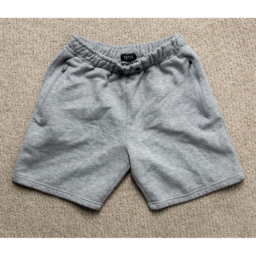 BoohooMAN Sweat Shorts Men Small Gray Zip Pocket